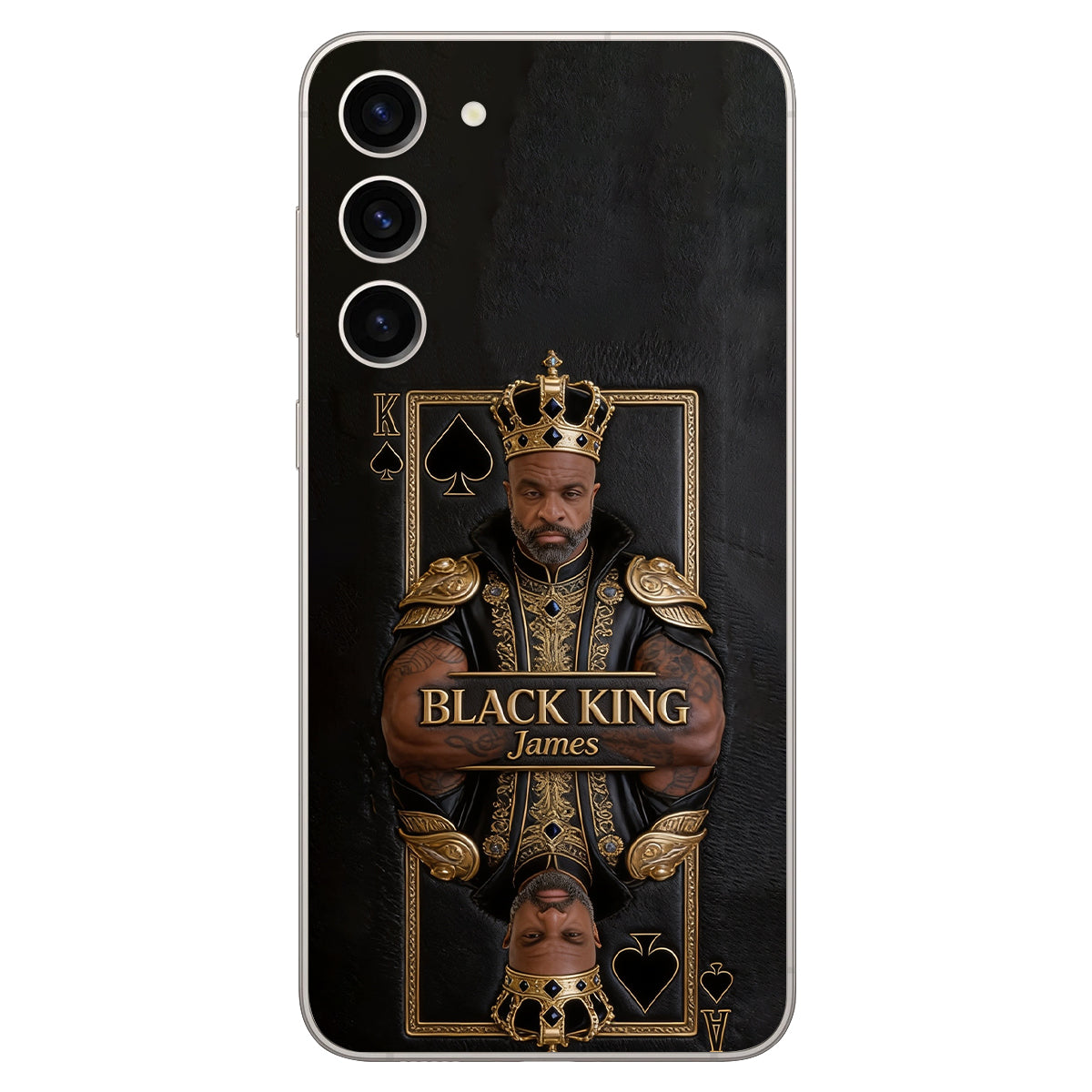 Black King - Personalized African American 3D Embossed Leather Phone Case