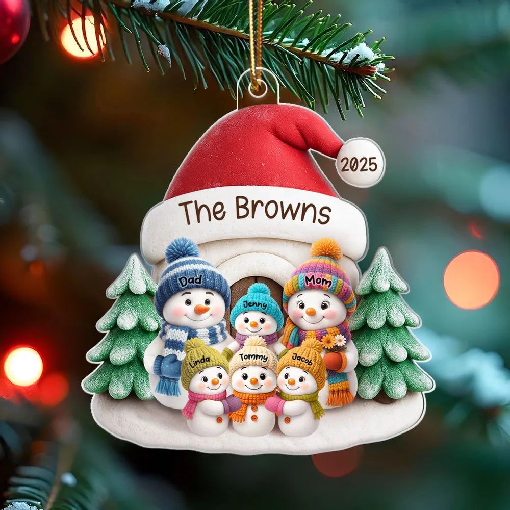 Snowman Family Acrylic Ornament – Heartwarming Holiday Gift for Parents & Kids, Cozy Christmas Decoration