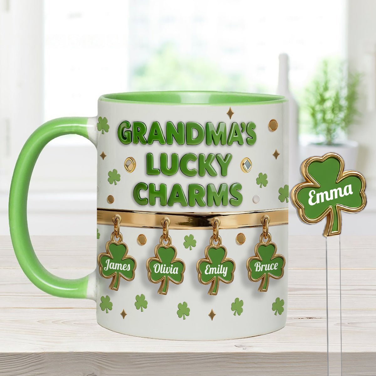 Grandma's Lucky Charms - Personalized Grandma Set Accent Mug With Acrylic Stirrers