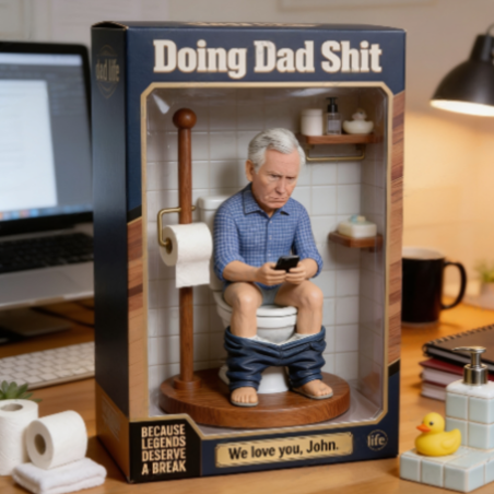 Customized "Doing Dad Shit" Action Figure – Funny Old Man Bathroom Toy Statue, Hilarious Father's Day Gag Gift for Office Desk Man Cave Decor
