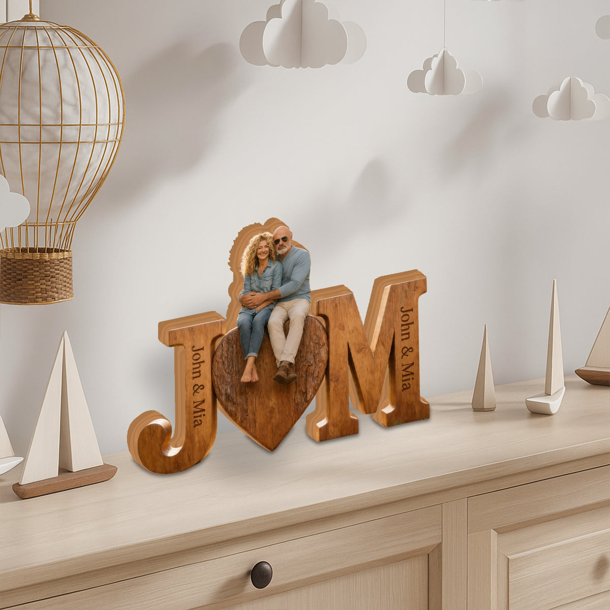 I Love You Forever - Personalized Couple Custom Shaped Wood Plaque