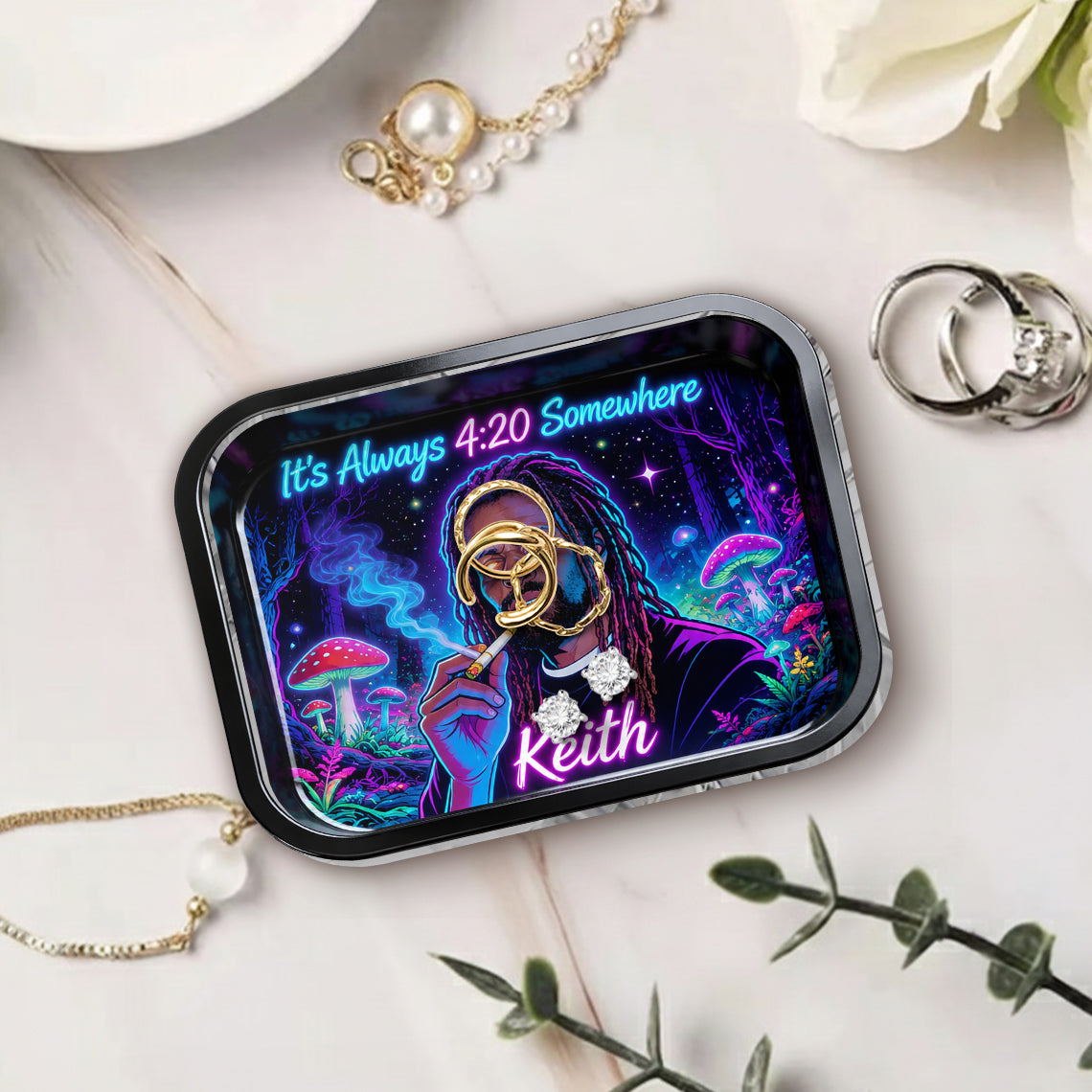 Custom Rolling Tray & Lighter Set From Any Photo - Personalized Weed Catch-All Tray With Lighter