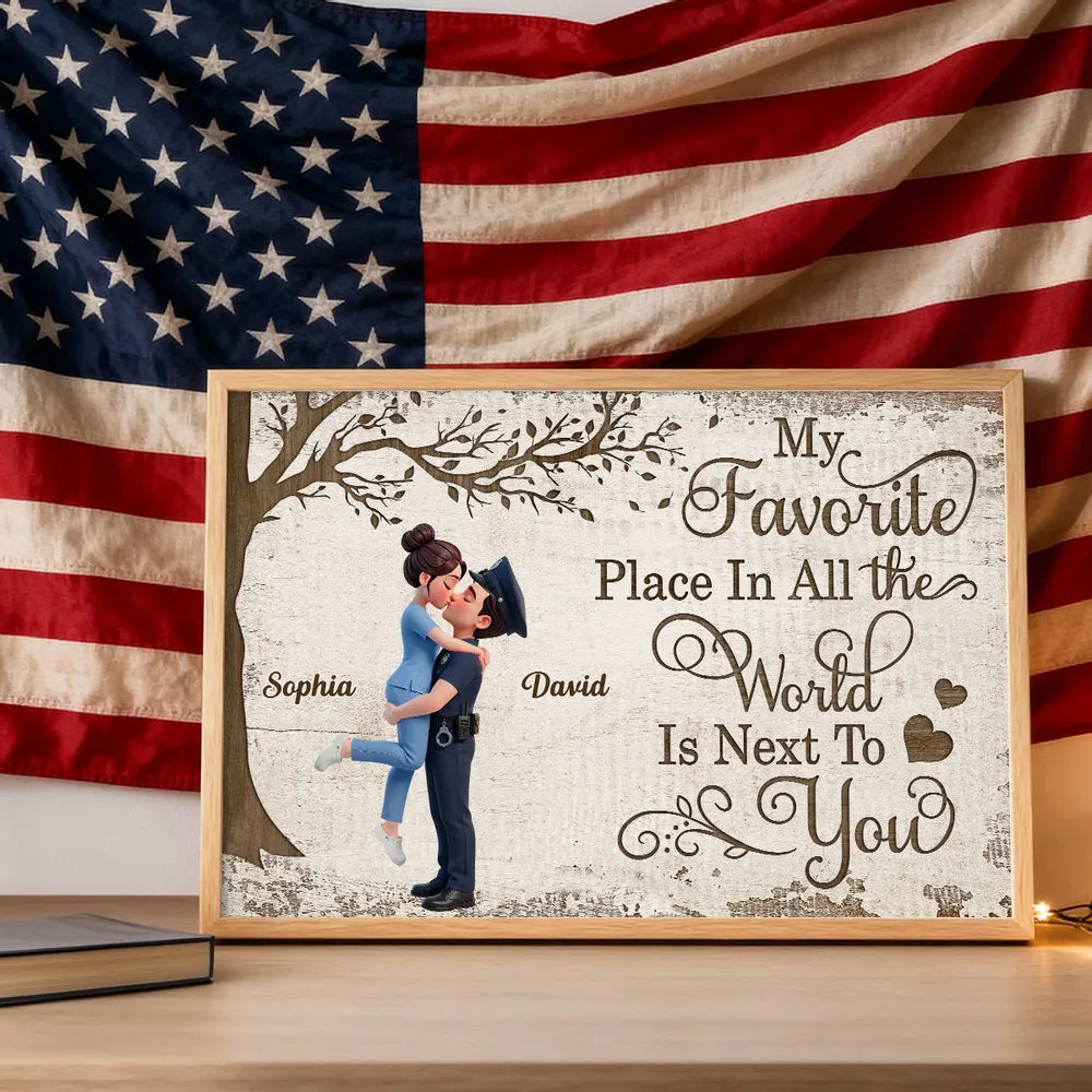 Personalized Couple Hugging Poster Wall Art Under Tree Romantic Home Decor - Unique Gift For Wife Or Husband