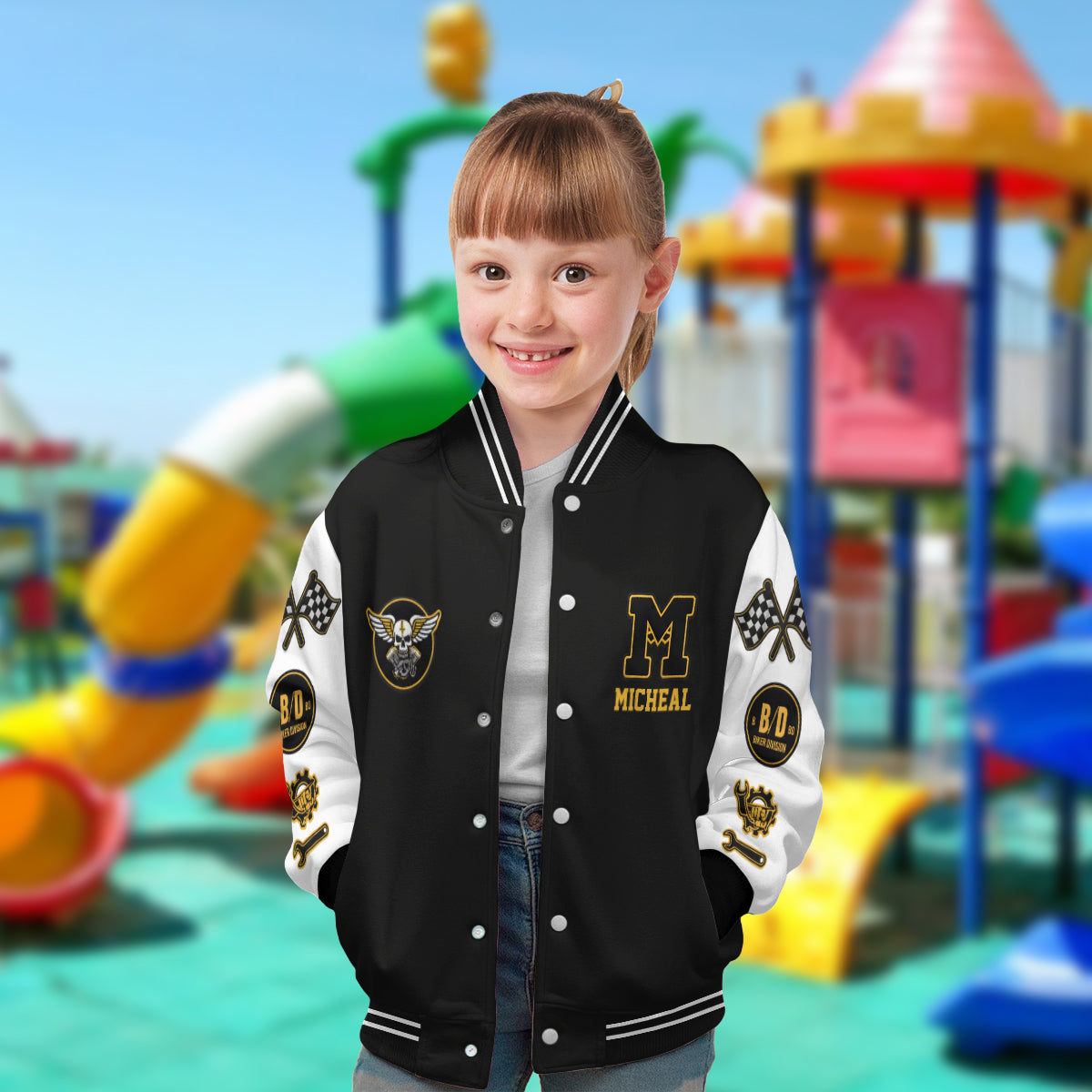 Bikers Go Chrome - Personalized Biker Varsity Jacket