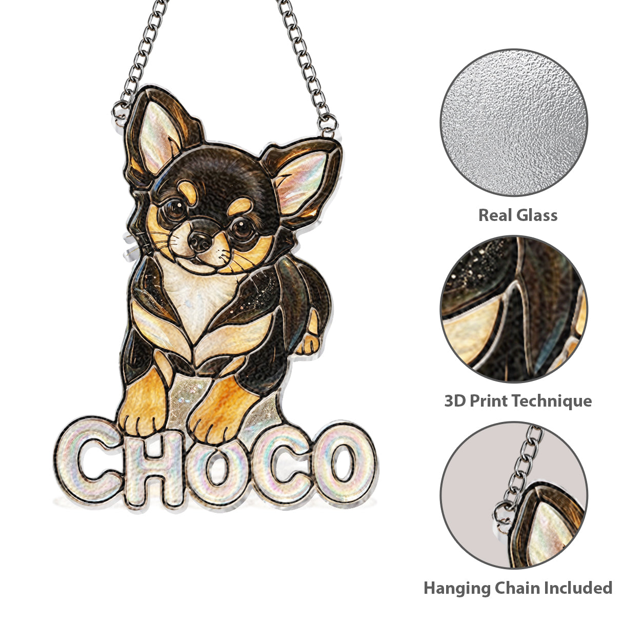 Any Pet Photo - Personalized Dog 3D Printed Glass Suncatcher