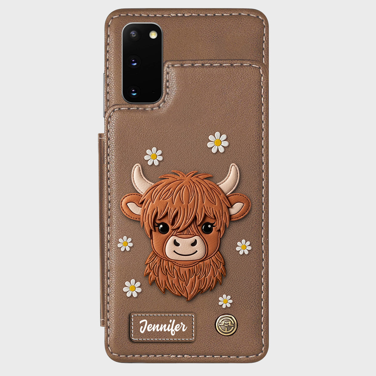 Adorable Highland Cow - Personalized Highland Cow Wallet Phone Case