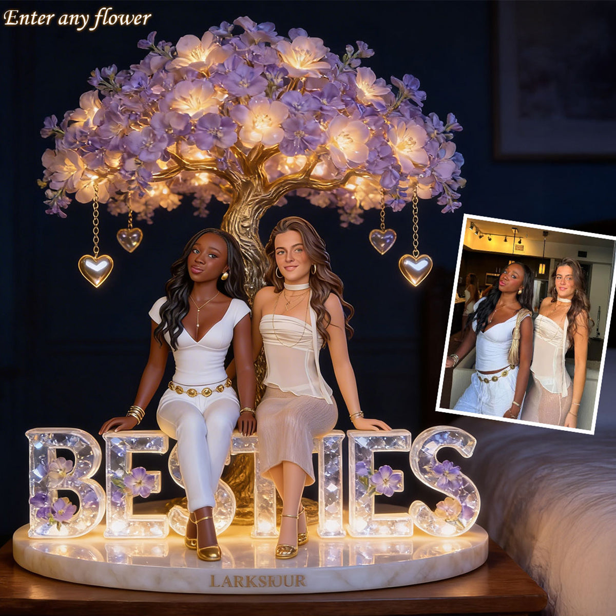 Besties Forever - Personalized Bestie Acrylic LED Night Light