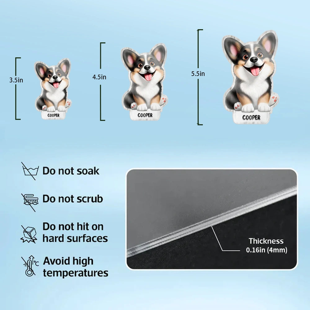 Personalized Acrylic Fridge Magnet with Cute Cartoon Pets, Colorful Kitchen Decor, Unique Gift for Dog & Cat Lovers