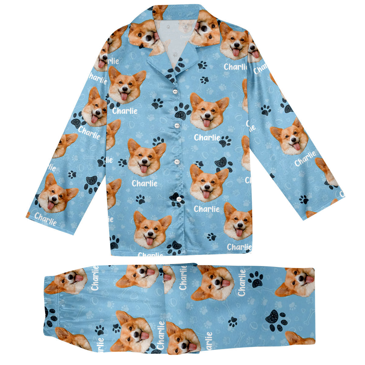 Custom Photo Pet Blanket - Gift for cat lovers, dog lover, cat lover - Personalized Button Down Pajamas