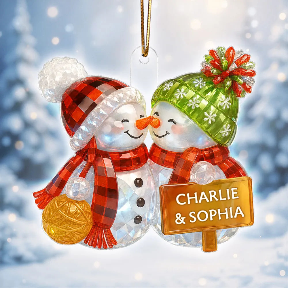 Acrylic Ornament Snowman Couple with Cozy Holiday Charm, Heartwarming Design, Perfect Gift for Couples