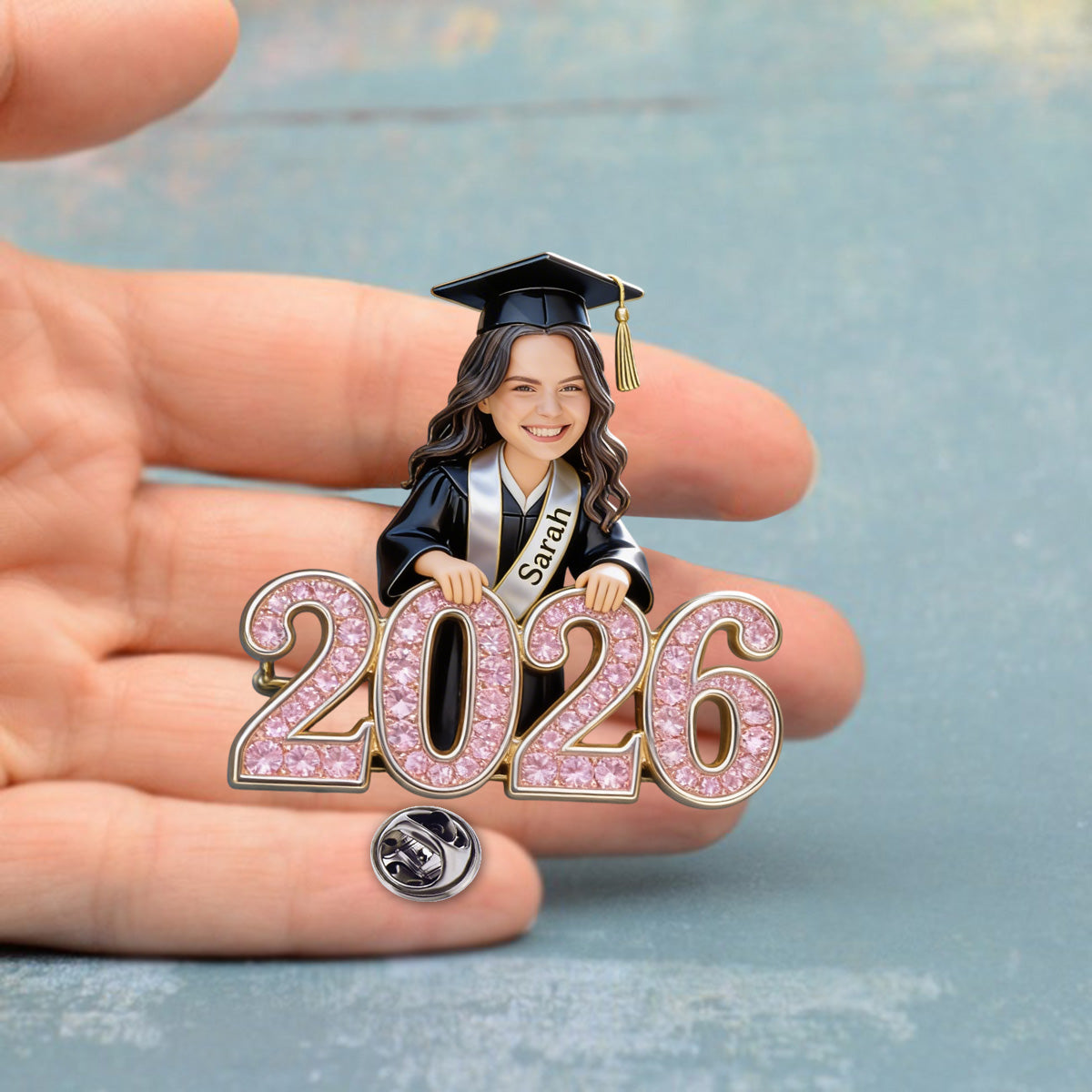 Custom Any Photo Happy Graduation Gift - Personalized Graduation Pin