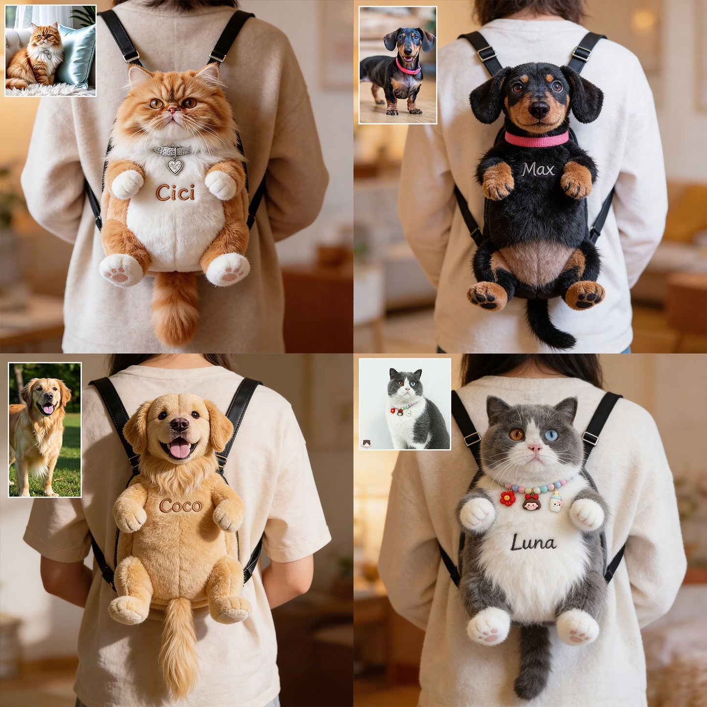 Always By My Side Plush Backpack - Personalized Dog Plush Backpack