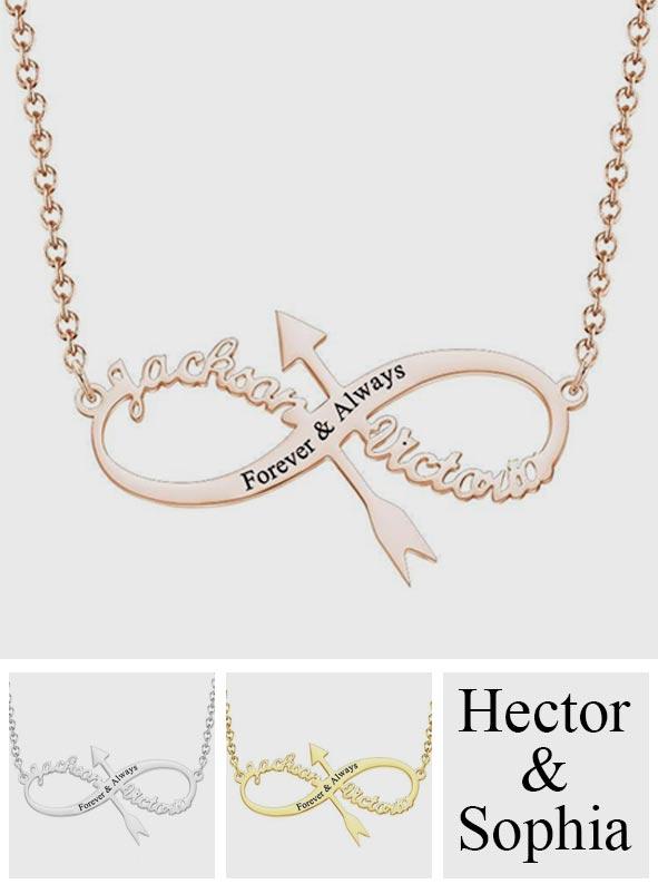 Infinity Arrow Name - Personalized Couple Infinity Arrow Necklace