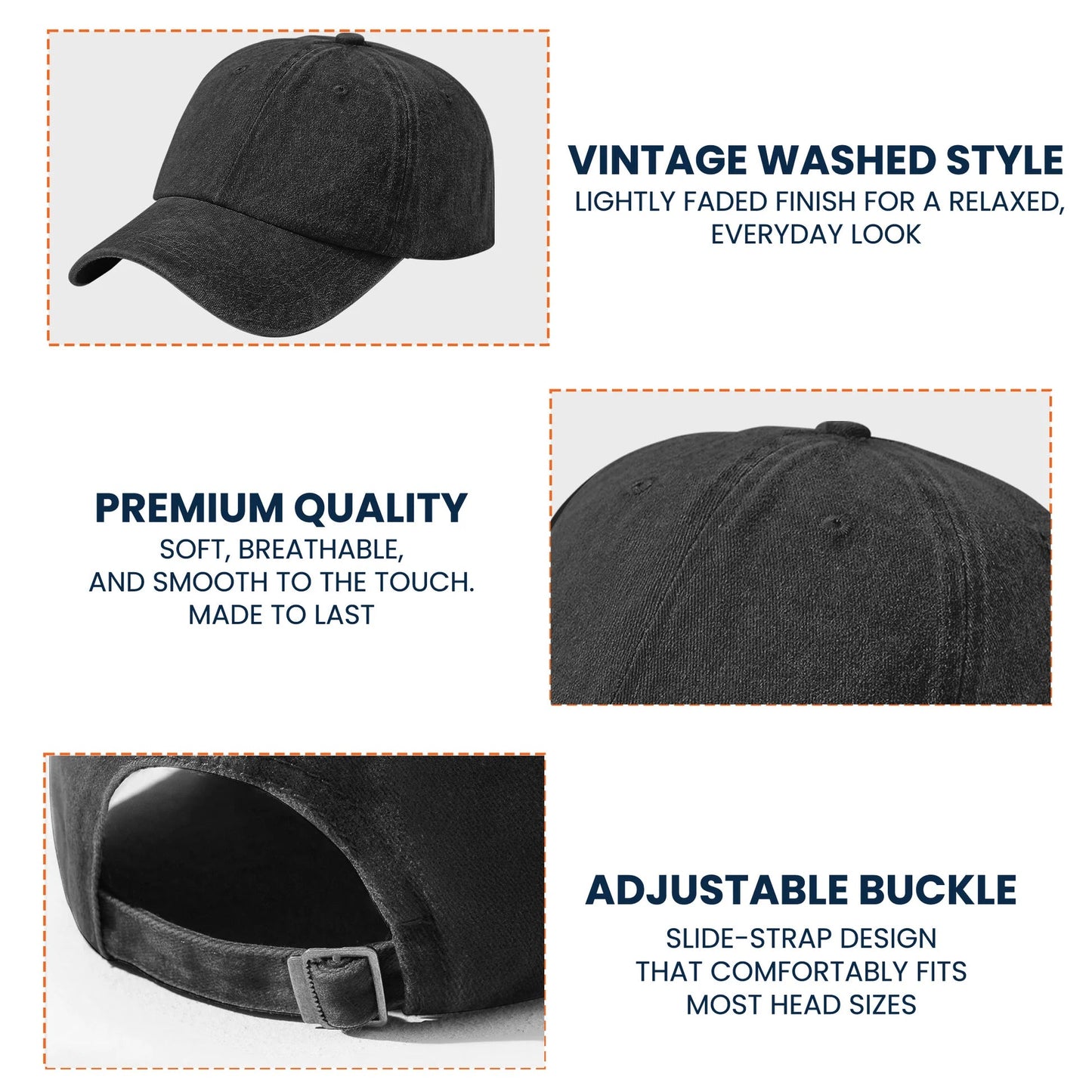 Personalized Washed Denim Baseball Cap with Morse Code Hidden Message, Vintage Look Everyday Wear, Unique Gift for Dad
