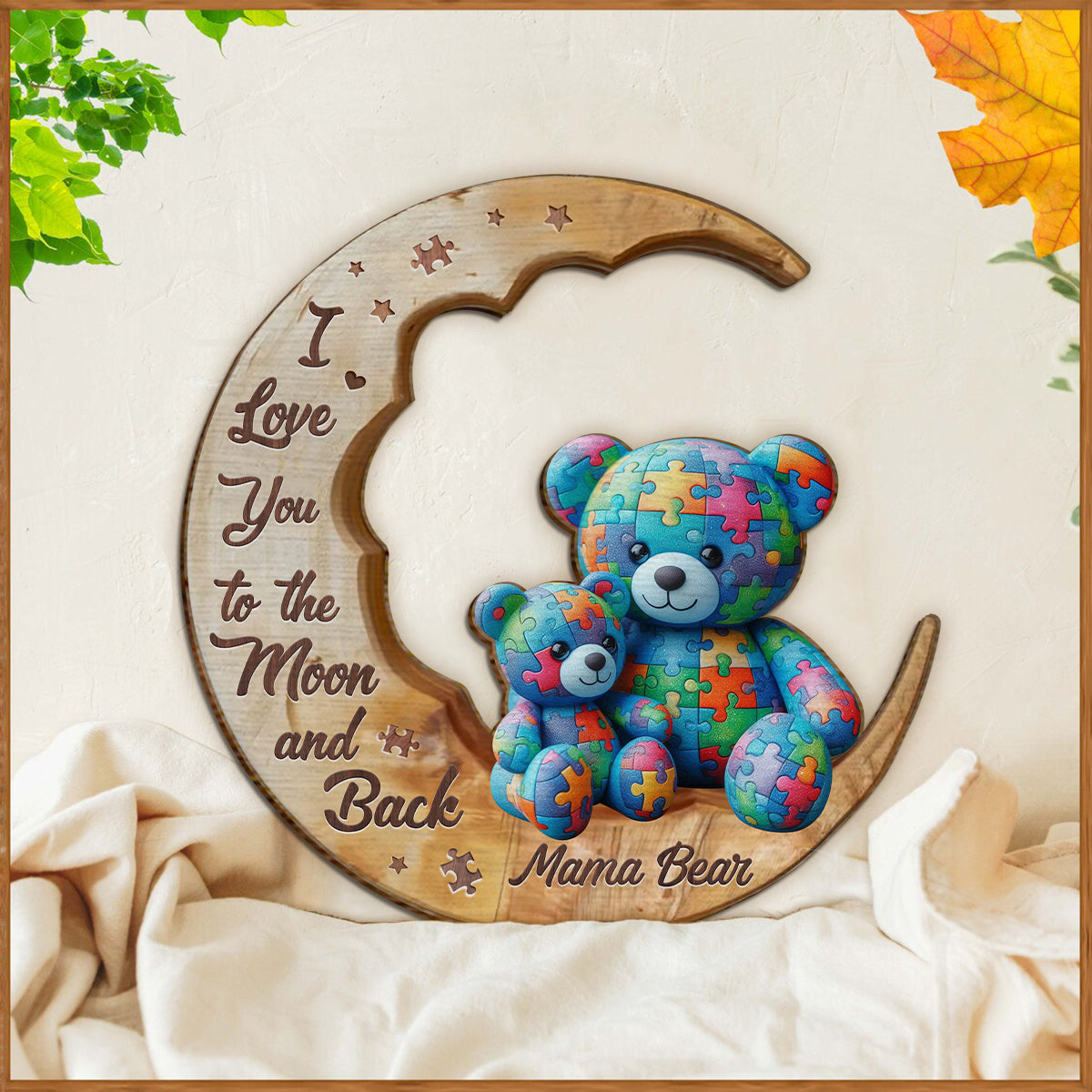 I Love You To The Moon And Back - Autism Awareness 2 Layered Wood Sign / Wood Plaque