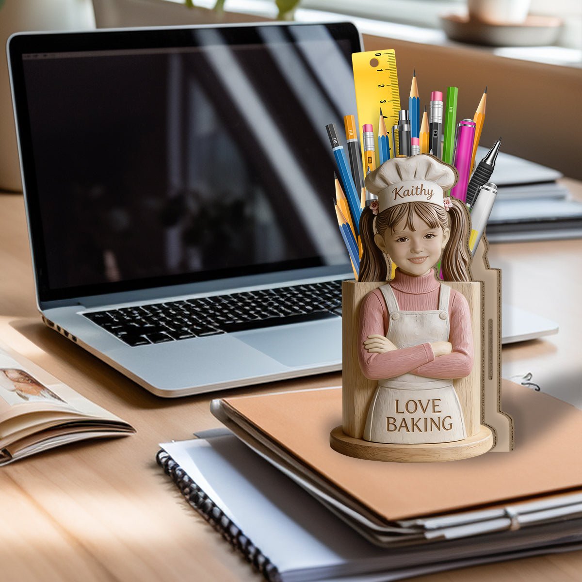 Love Baking - Personalized Wooden Baking Utensils Holder