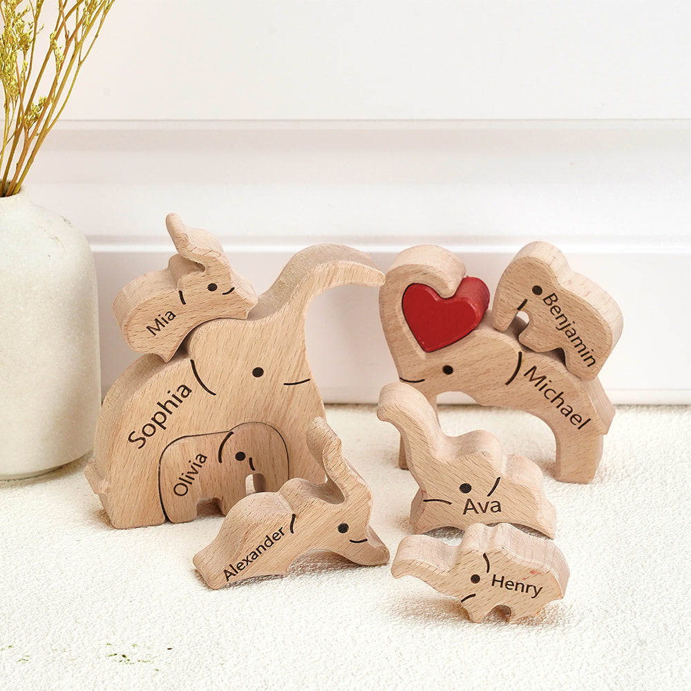 Elephant Family - Personalized Family Wooden Puzzle