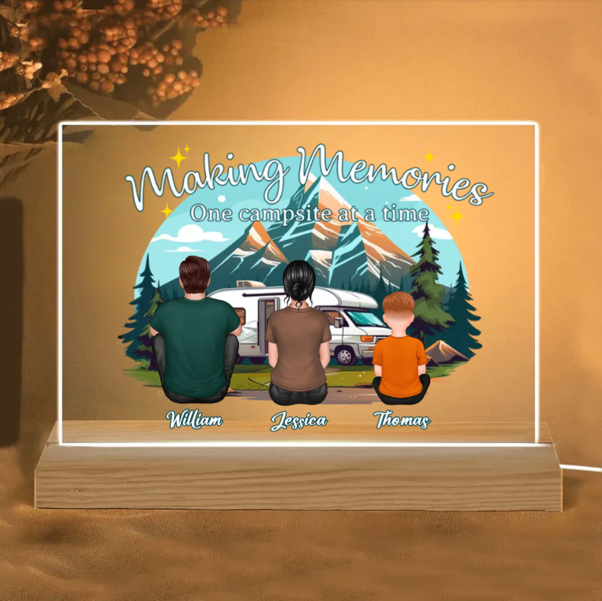 Camping Family Back View Design - Personalized Keychain, Poster, Car Hanger, Wallet Card, Pillow, and Sticker, Unique Gift