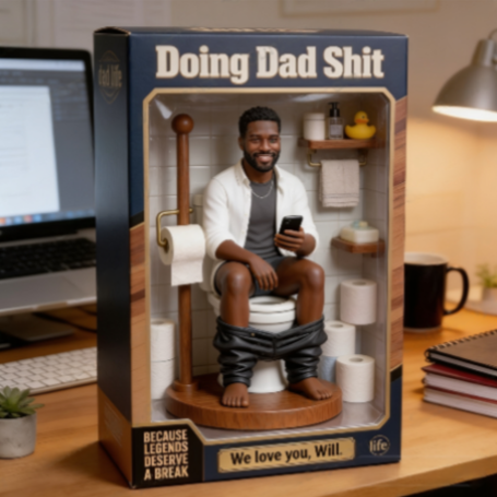 Custom Personalized Balck Dad "Doing Dad Shit" Action Figure – Funny Father's Day Gag Gift, Novelty Office Desk Toy, "Dad Life" Bathroom Man Cave Decor