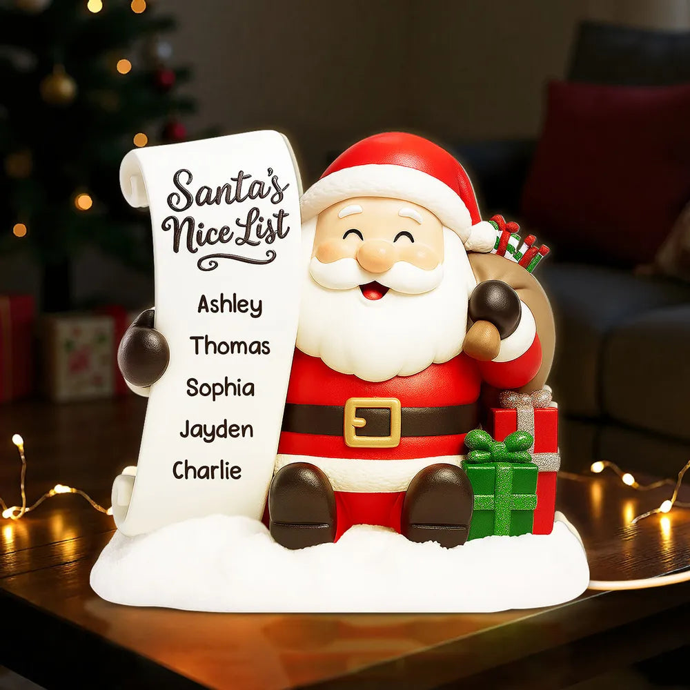Santa Nice List Acrylic Light Box – Customized Christmas Gift for Friends & Family, Warm Glow Holiday Lamp for Mantel, Bookshelf or Party Display