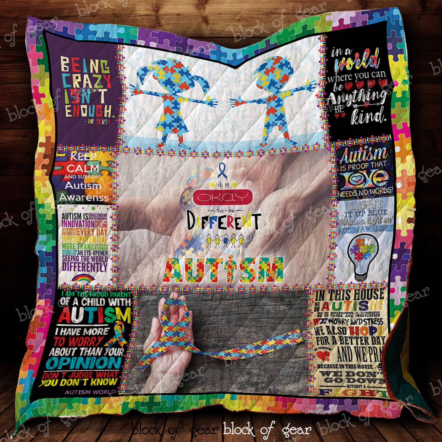 Keep Calm And Support Autism Awareness - Autism Awareness Quilt 0921
