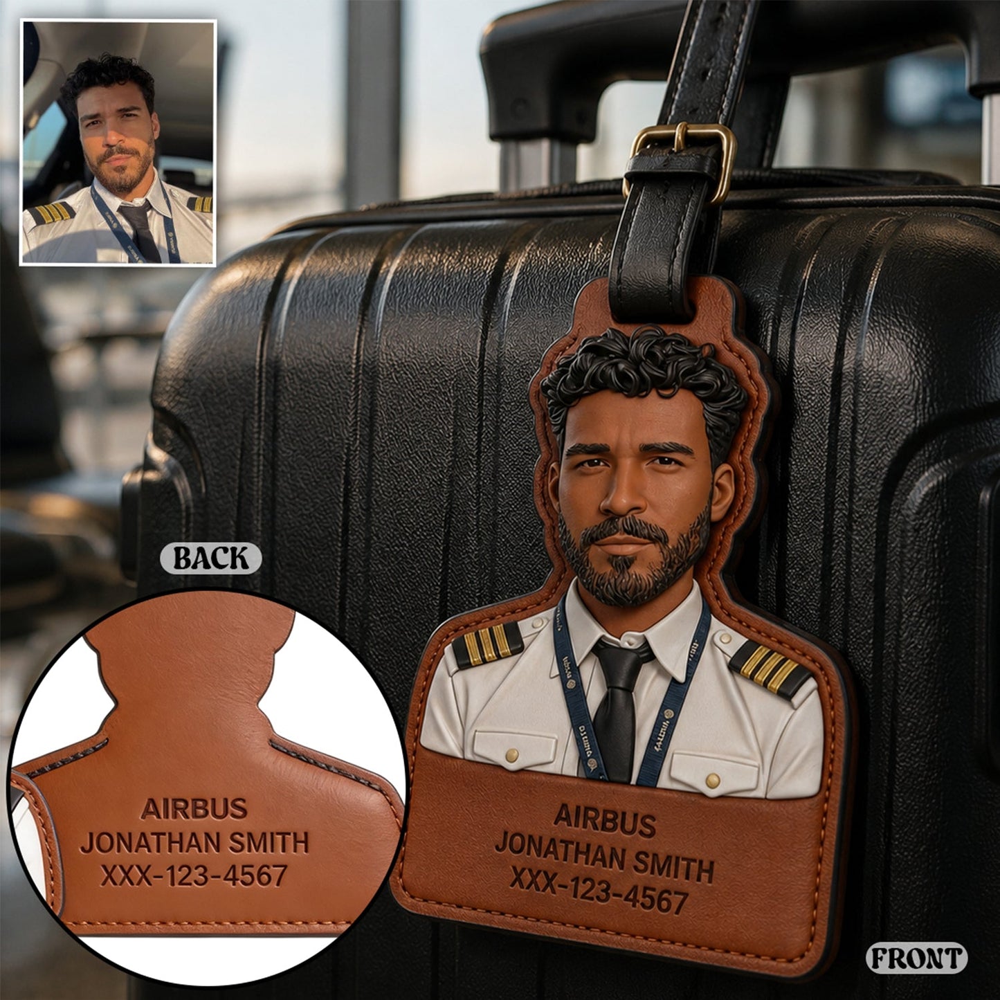 Custom Gift For Travellers - Personalized Pilot Luggage Tag