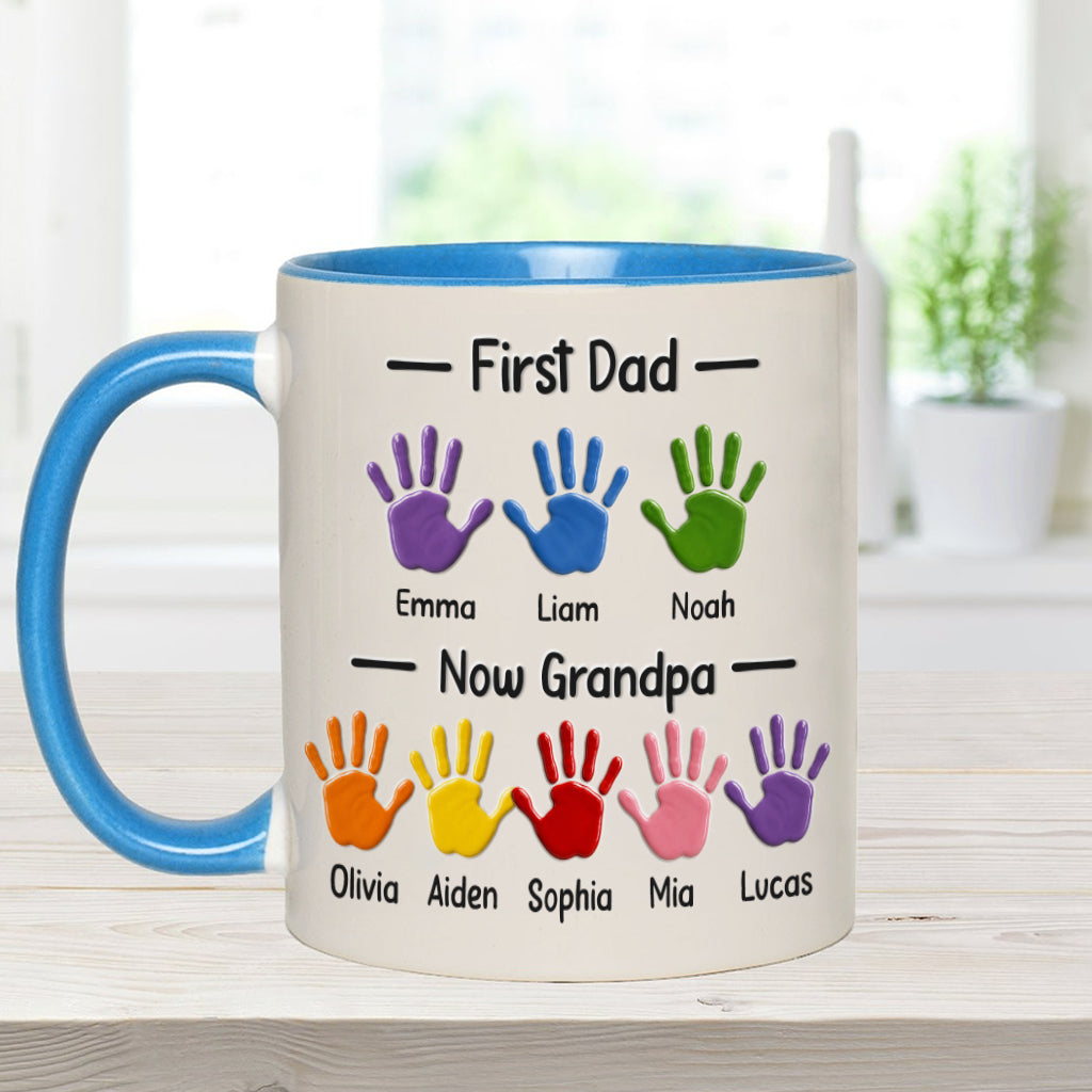 First Dad, Now Grandpa - Personalized Grandpa Accent Mug With Gift Box