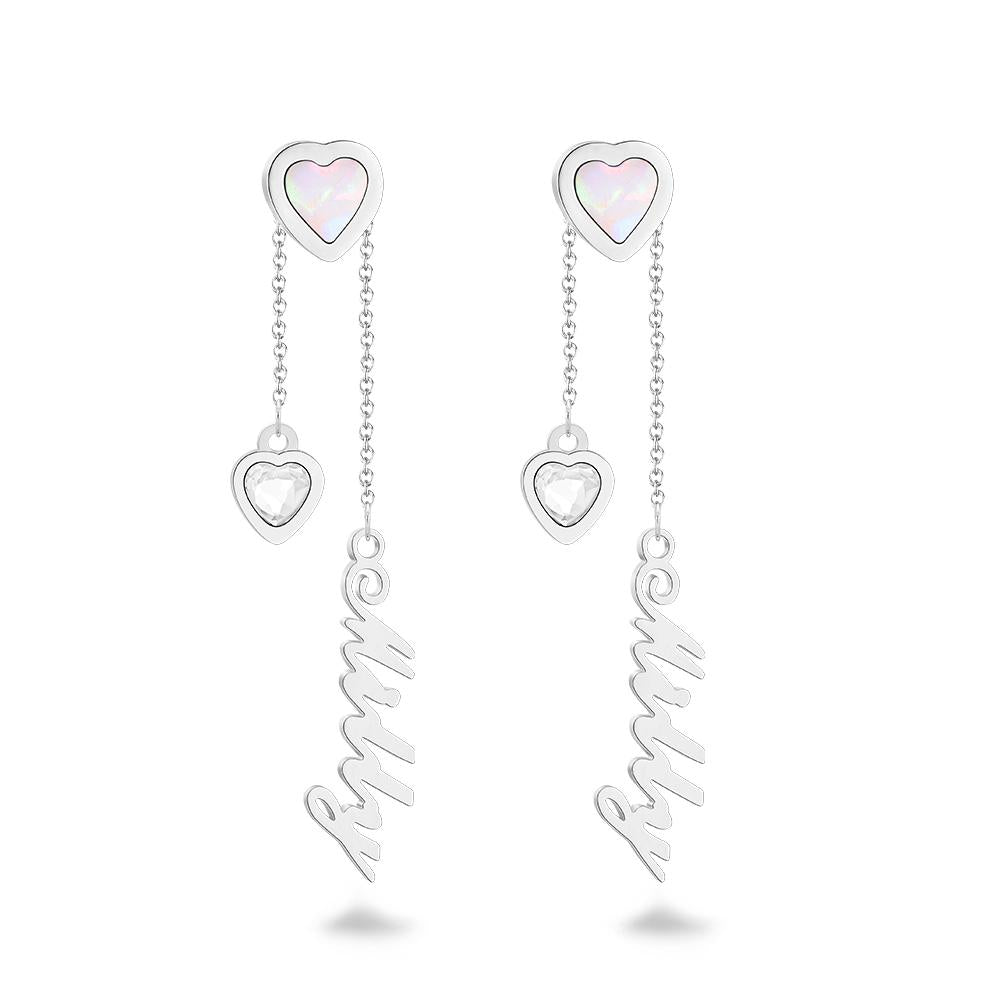 Heart Crystal - Personalized Heart-shaped Name Earrings