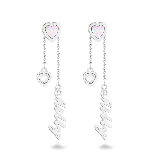 Heart Crystal - Personalized Heart-shaped Name Earrings