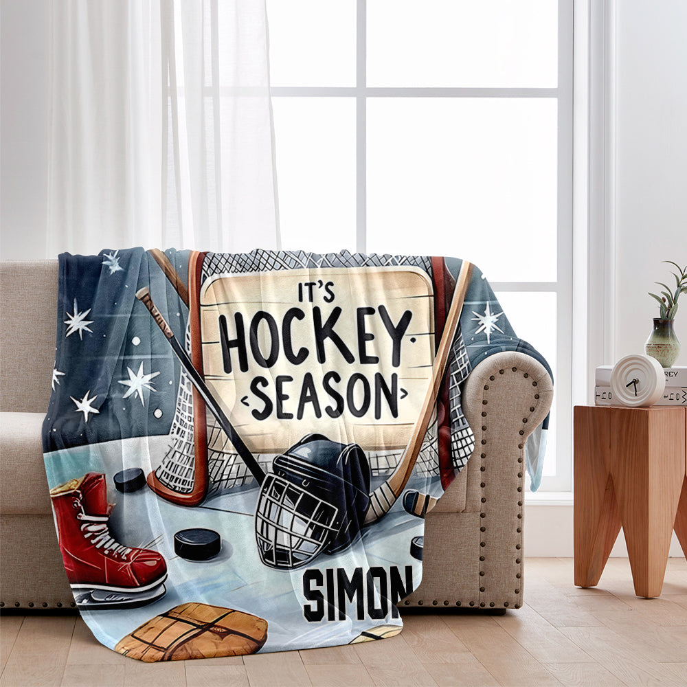 Hockey Season - Personalized Hockey Blanket