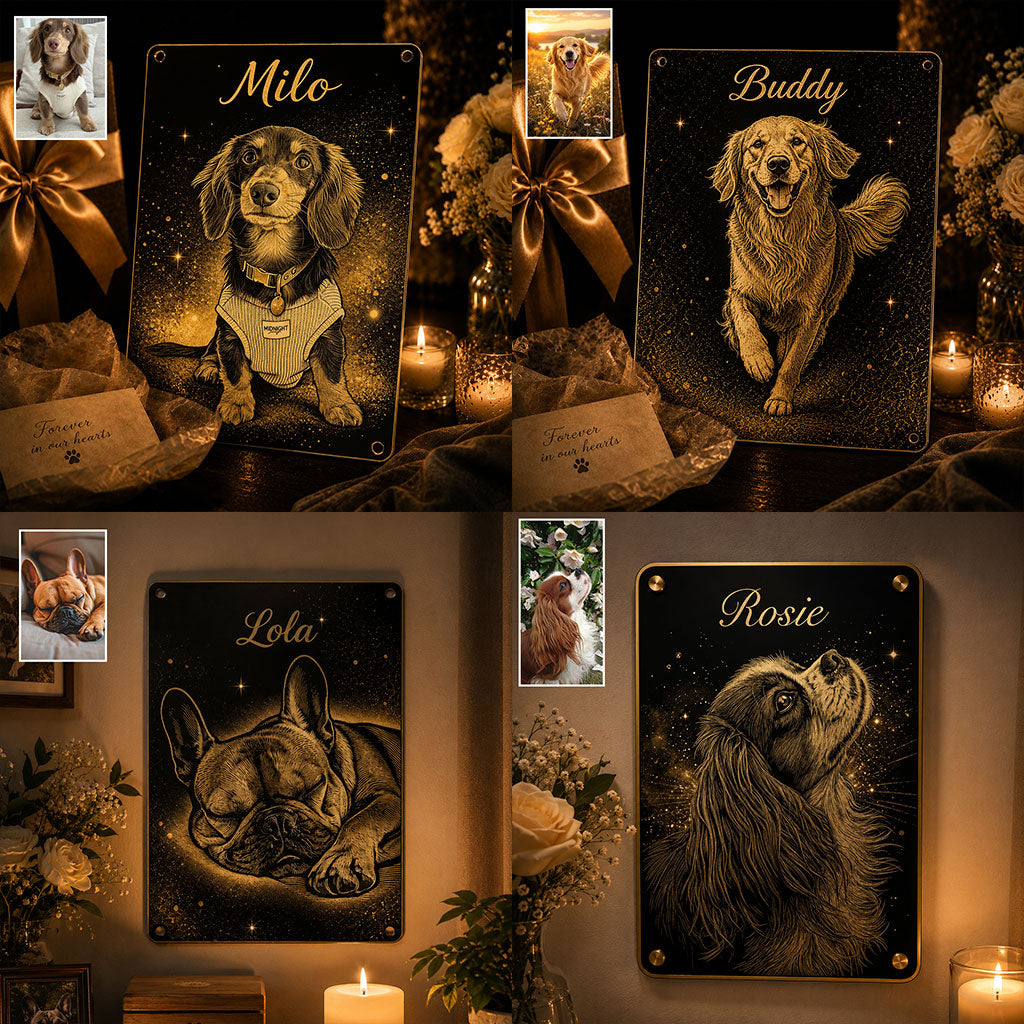 Forever In Our Hearts - Personalized Dog Cut Metal Sign
