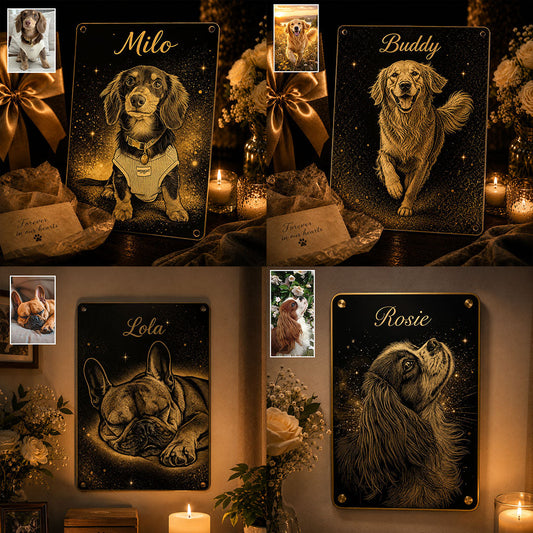Forever In Our Hearts - Personalized Dog Cut Metal Sign