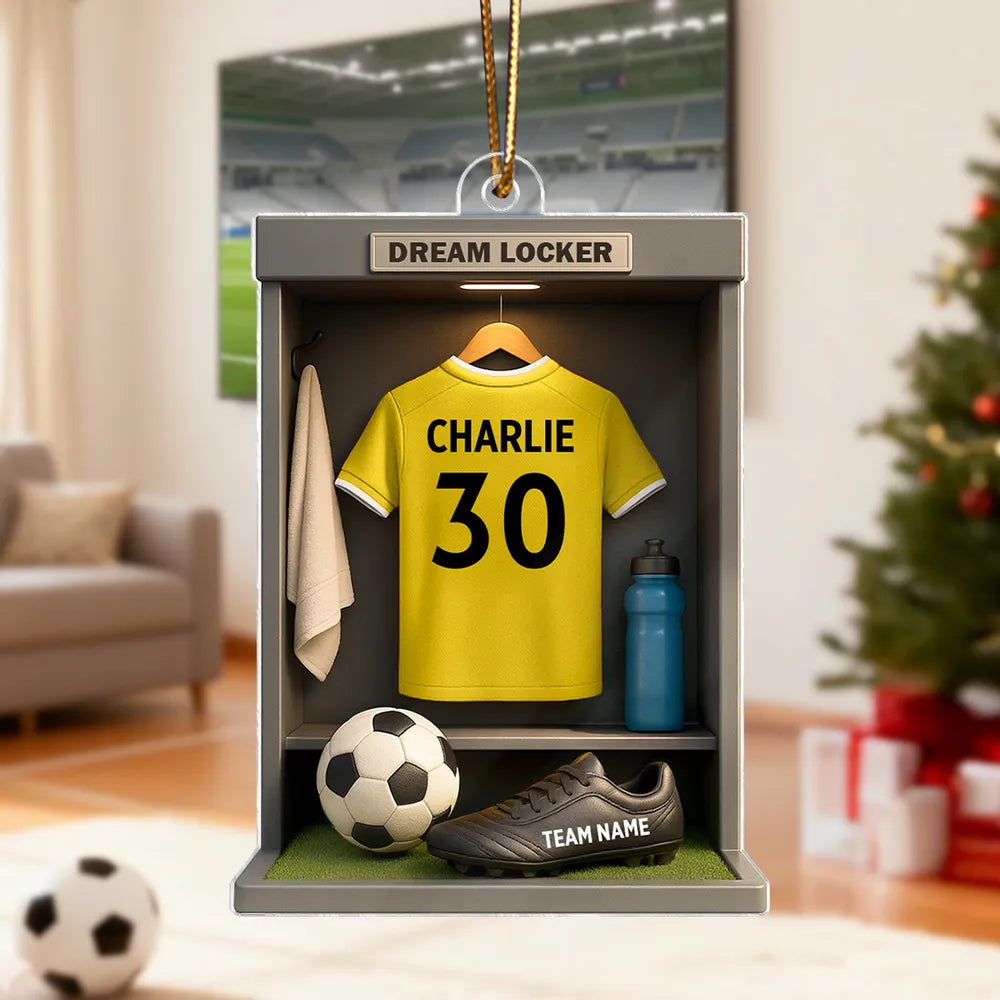 Soccer Locker Acrylic Ornament – Perfect Holiday Gift for Soccer Lovers & Players