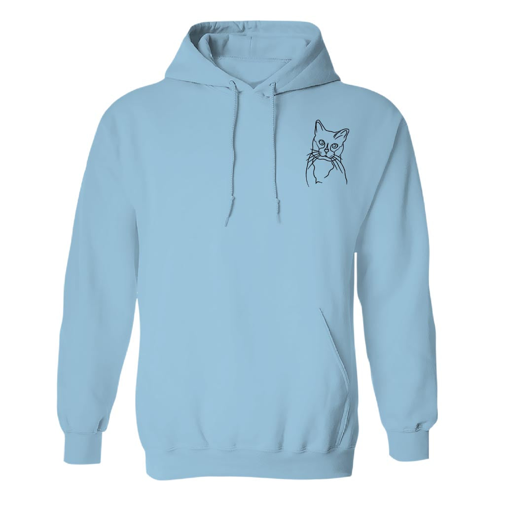 Custom Line Art - Personalized Cat Embroidered Hoodie