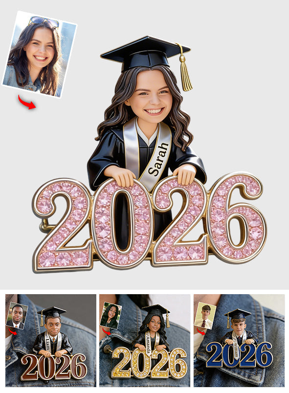 Custom Any Photo Happy Graduation Gift - Personalized Graduation Pin