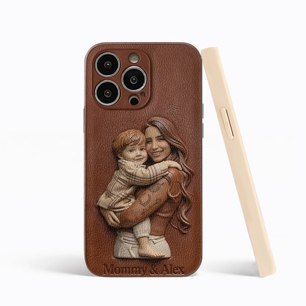 Custom Any Photo Gift For Mom, Grandma - Personalized Mother Leather Phone Case