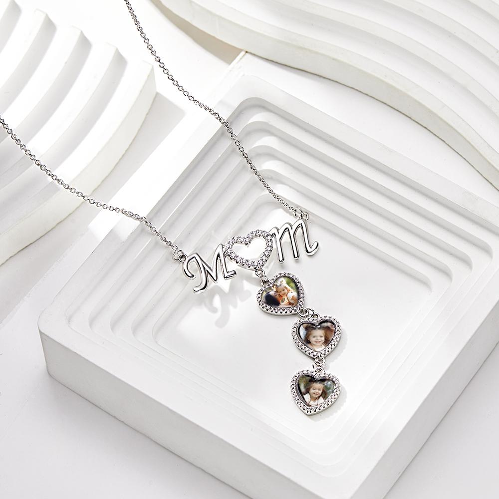 I Love You Mom - Personalized Mother Photo Heart Mom Necklace