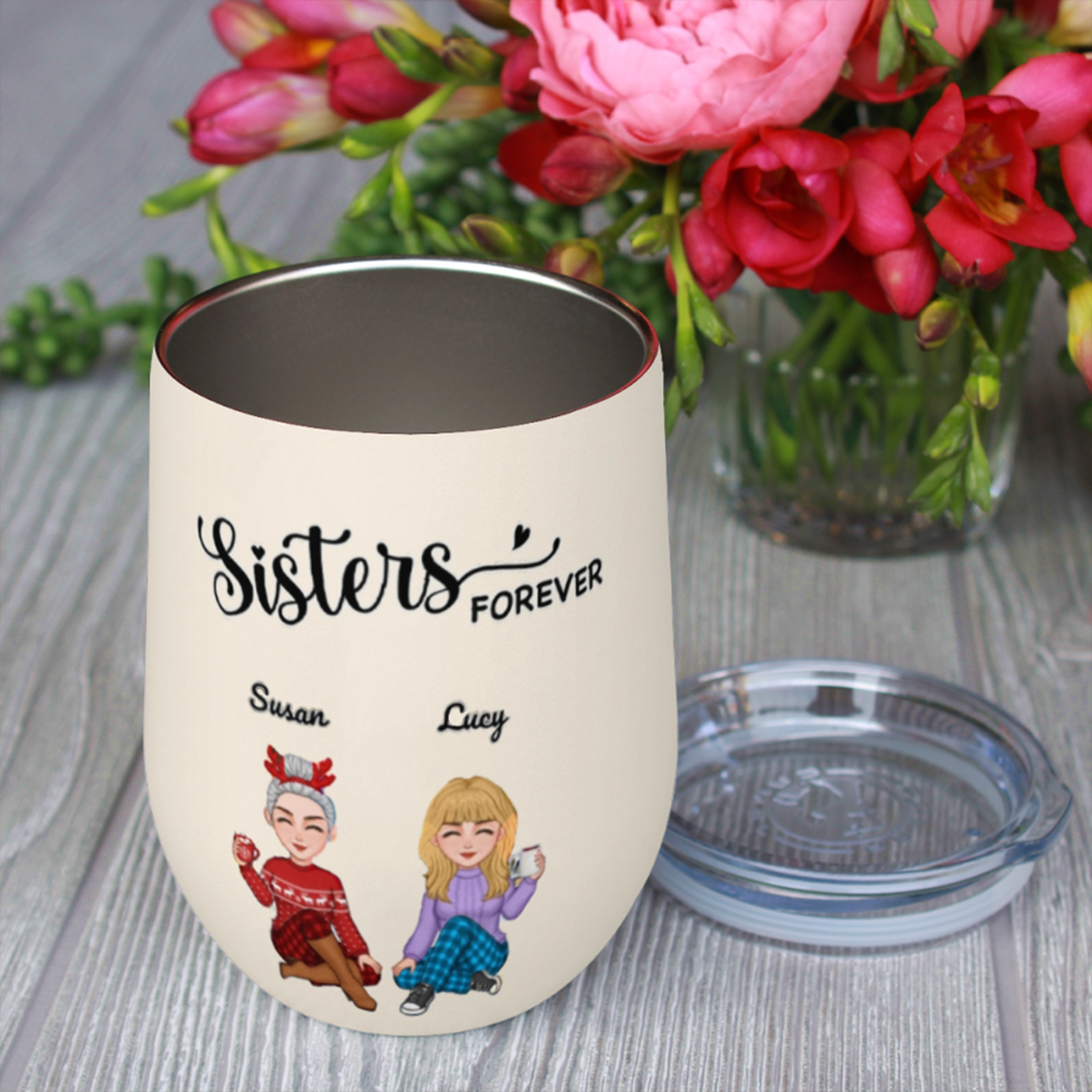 Sisters Forever - Personalized Custom Ornament, Mug, and Jewelry Box - Acrylic Gift Box Shaped - Christmas Gift For Best Friends, BFF, Sisters
