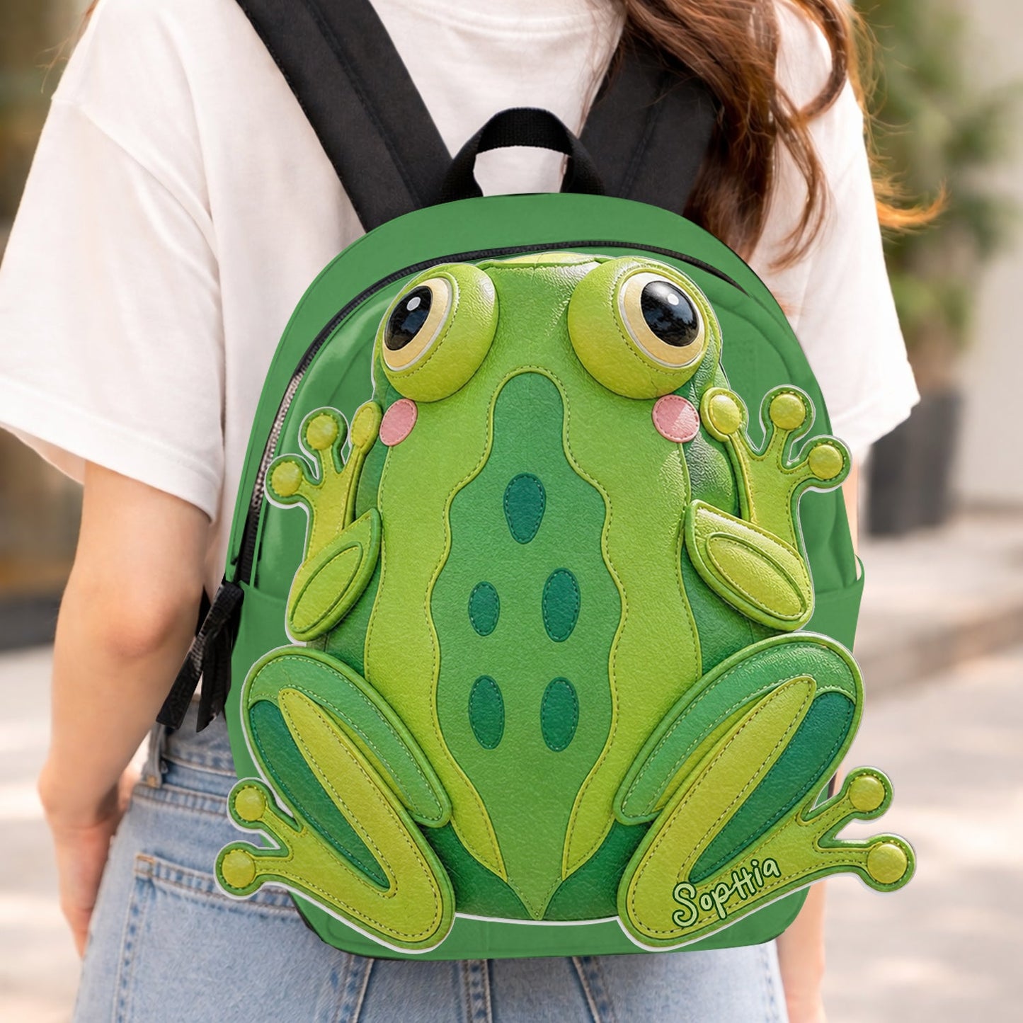 For Who Love Frogs - Personalized Frog Changeable Leather Patch Backpack