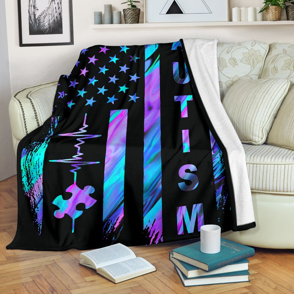 Autism Awareness American Flag Autism Awareness Blanket 0622