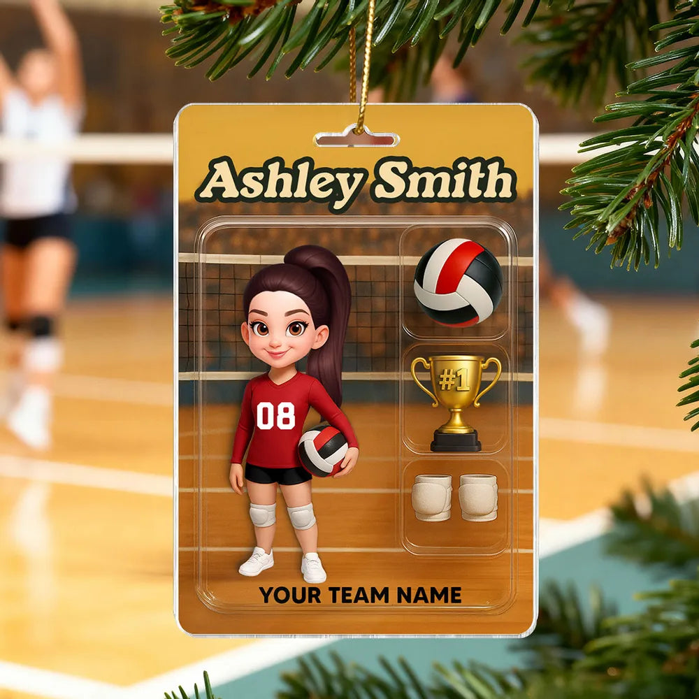 Acrylic Ornament - Custom Volleyball Player on Court, Festive Keepsake, Easy to Hang, Unique Gift for Players & Coaches