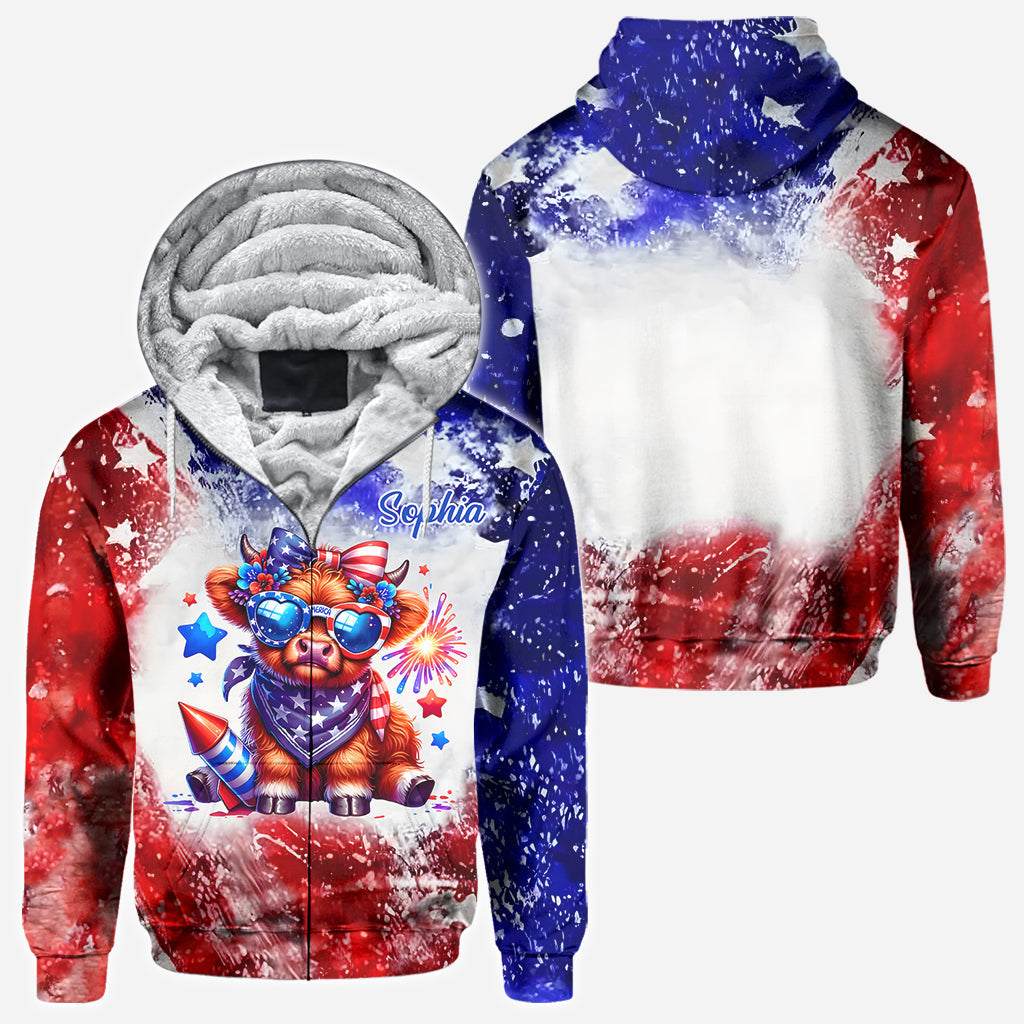 July 4th Highland Cow - Personalized Highland Cow All Over Shirt