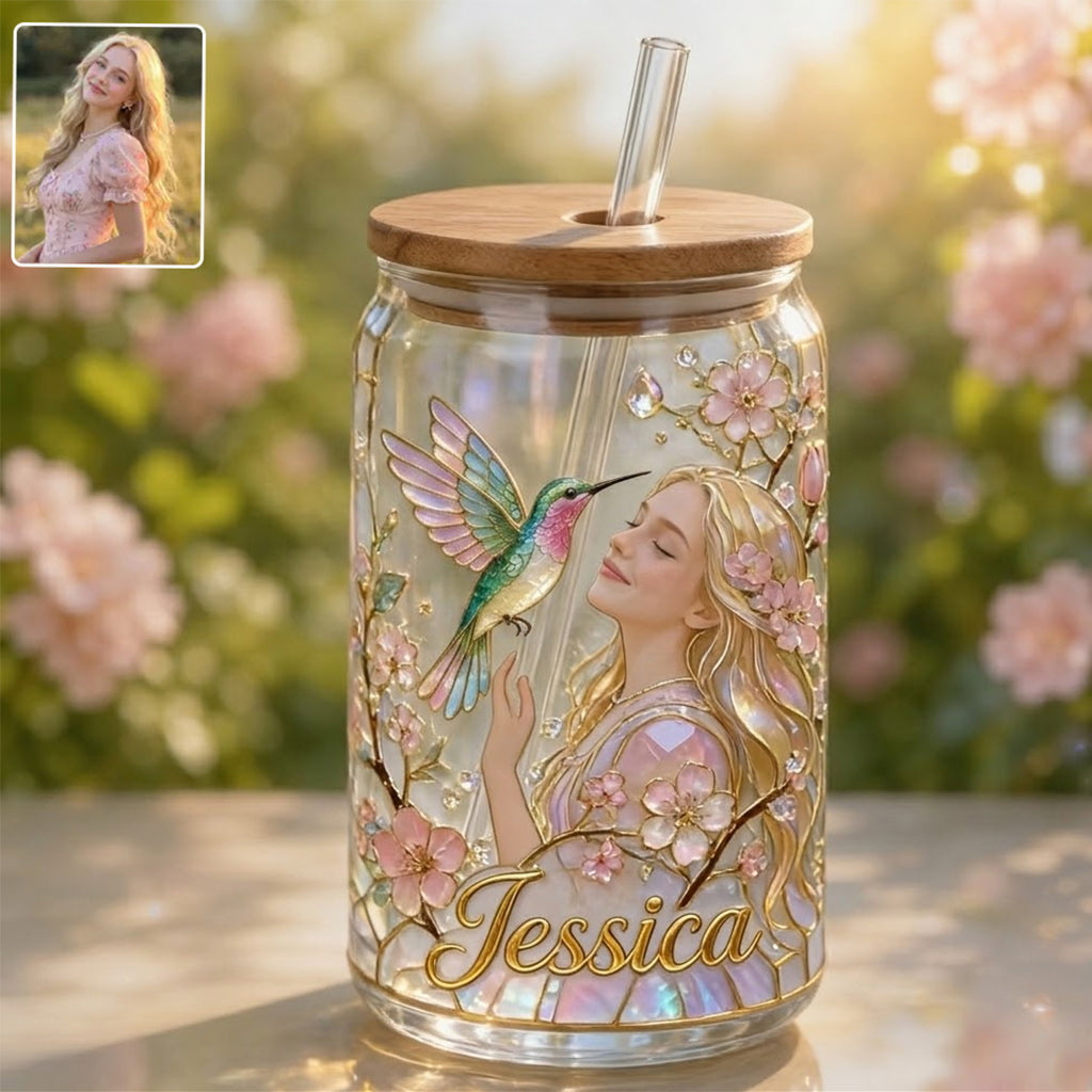 Just A Girl Who Loves Hummingbird - Personalized Hummingbird Can Glass
