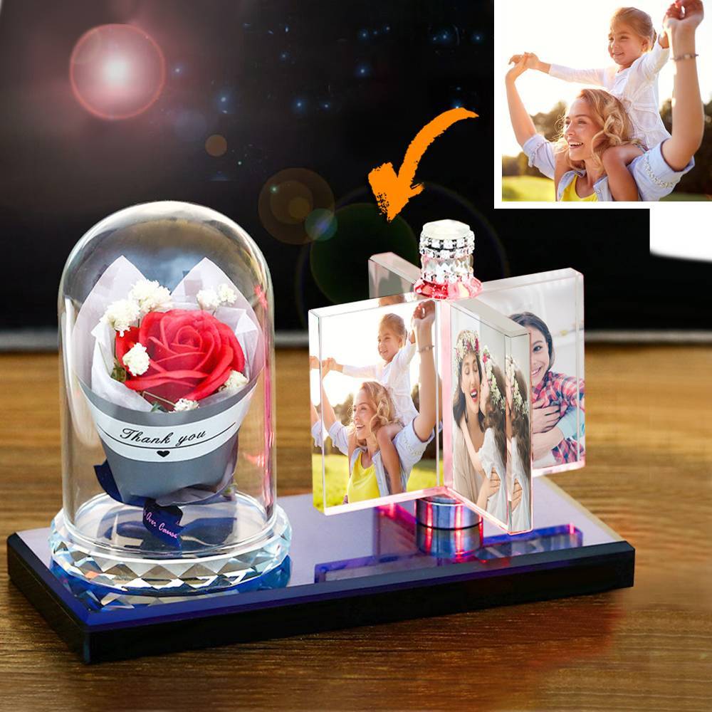 Any Photo - Personalized Rotating Windmill Light Crystal Photo Frame