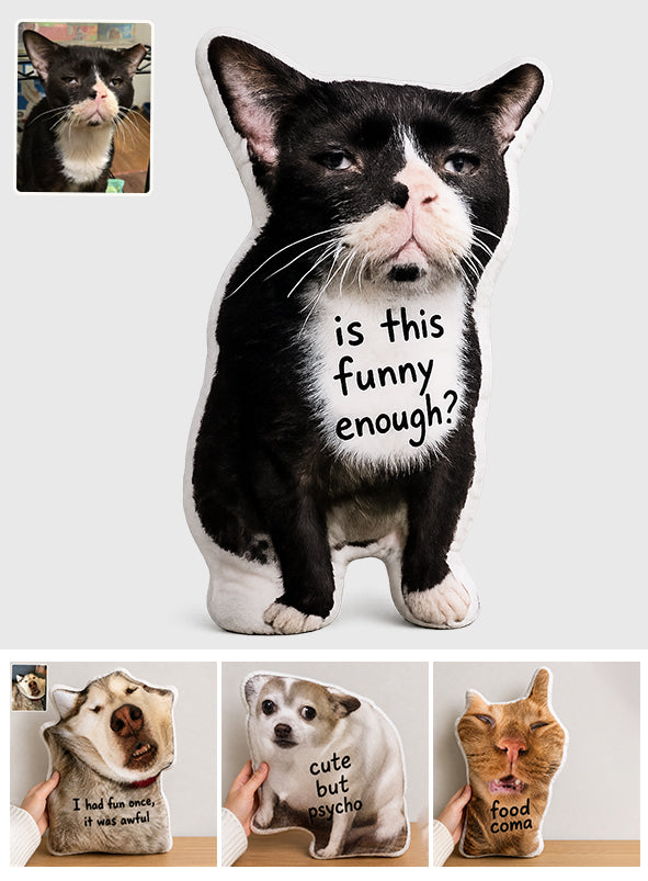 Funny Ugly Awkward Cat Dog Custom Photo - Personalized Dog Premium Faux Fur Pillow