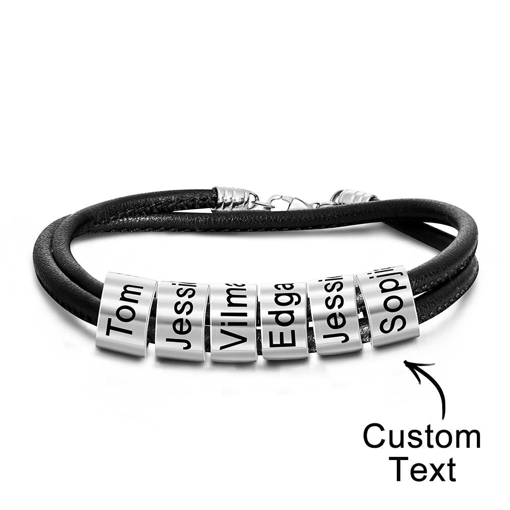 Any Names - Personalized Father Engraved Bead Bracelet