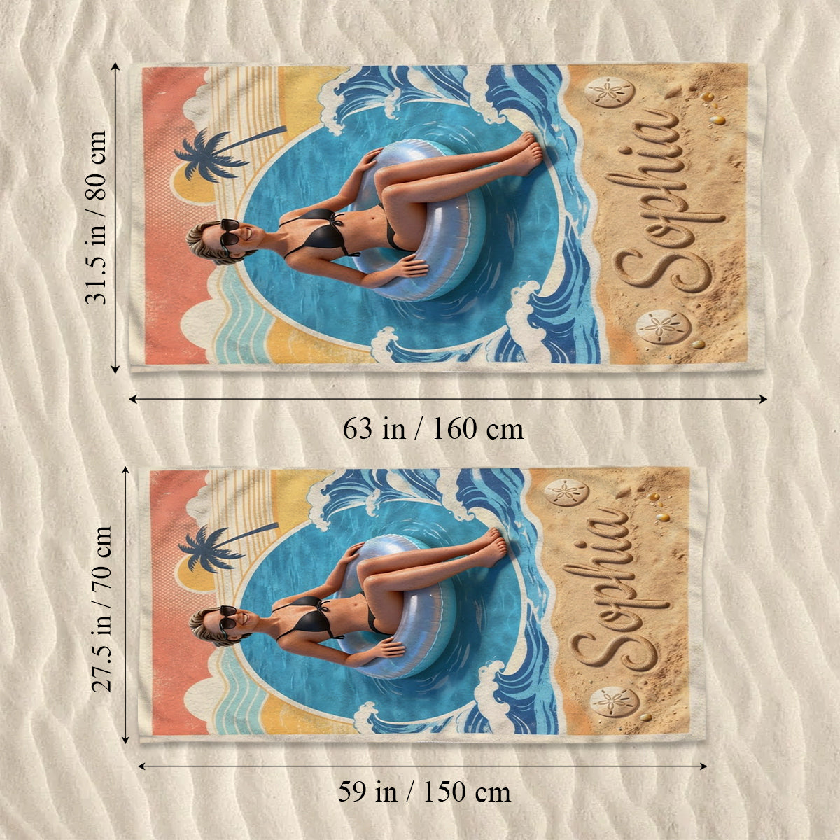 Custom From Photo Retro Summer Beach - Personalized Sea Lover Quick-dry Beach Towel/ Bath Towel