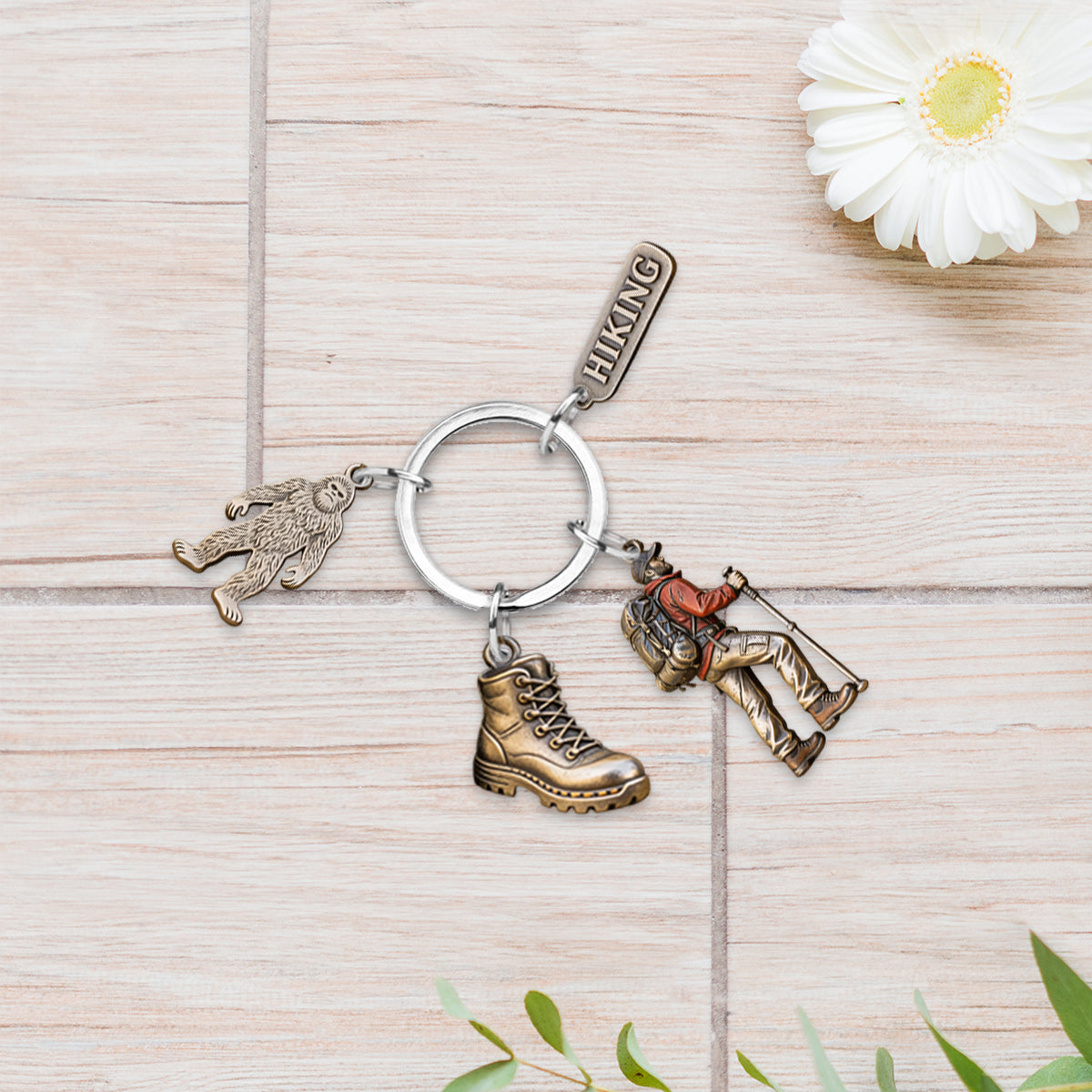 Custom From Any Photo - Personalized Hiking Keychain With Charms
