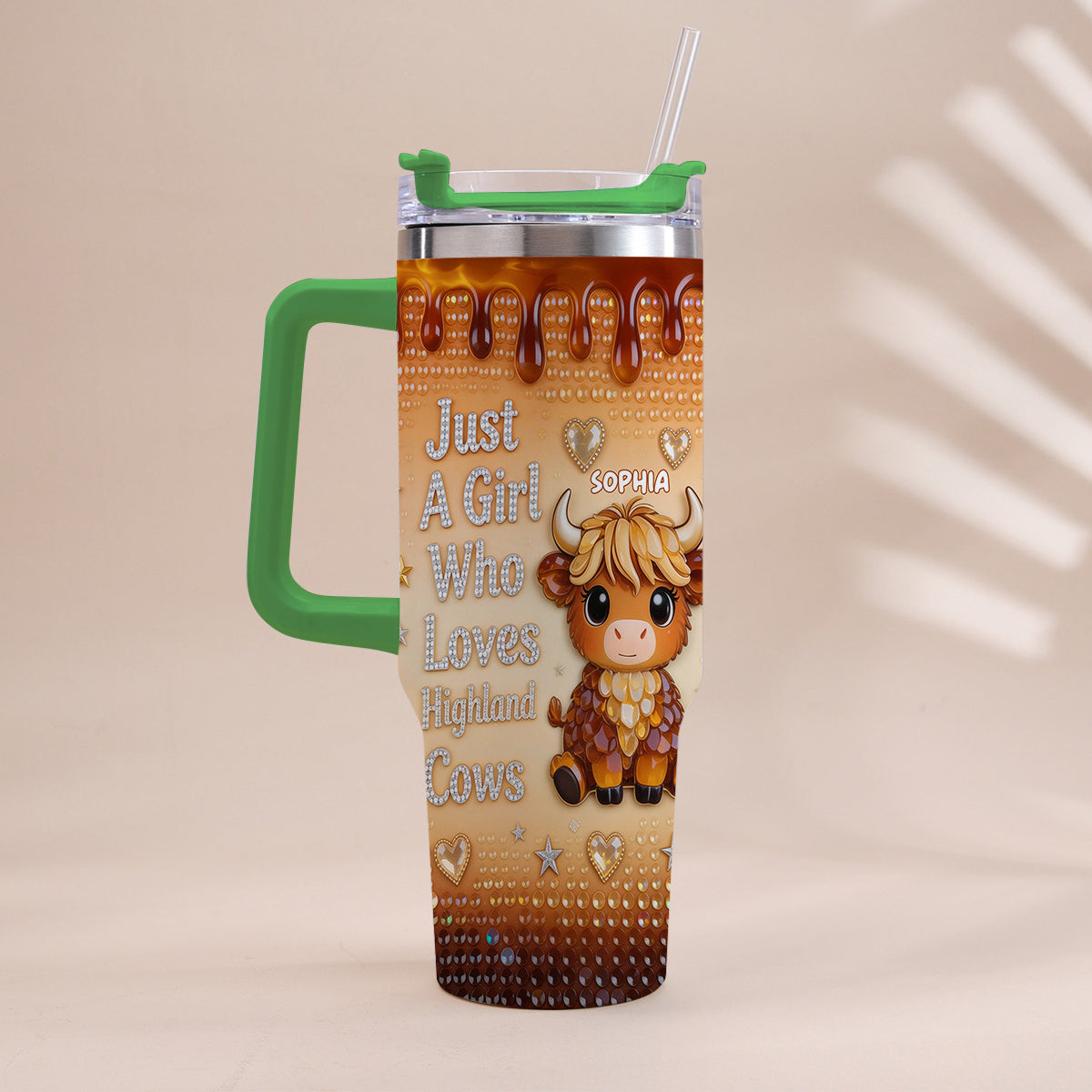 Just A Girl Who Loves Highland Cow - Personalized Highland Cow Tumbler With Handle