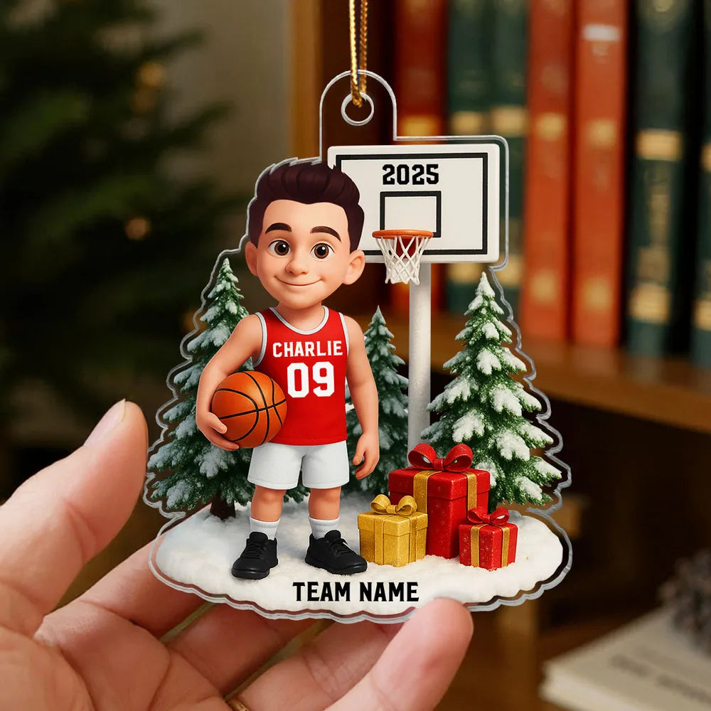 Basketball Acrylic Ornament with Custom Design – Festive Tree Decoration & Perfect Gift for Sports Lovers